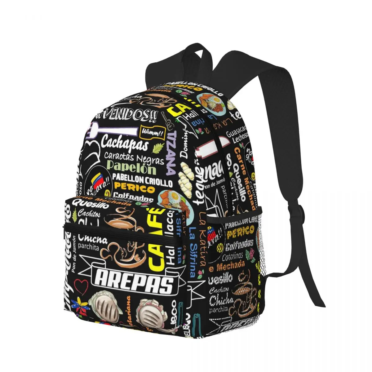 Arepas Venezuela Student Backpack School Bag Hiking Travel Daypack for Men Women Bookbag Shoulder Bags