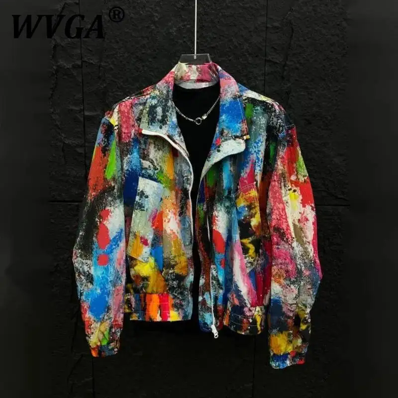 WVGA Sommer Neue Herren High-Street Graffiti Bunte Langarm Fake-Two-Piece Sonnenschutzjacke Nischen-Trendige Freizeitjacken Ins W9257