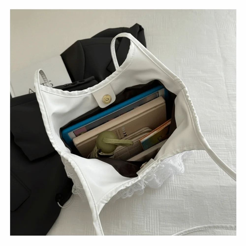 New Design Summer Style Lace Me Tote Bag Large Capacity Single Shoulder Single Shoulder Bag Slant Cross Bag Women's Use