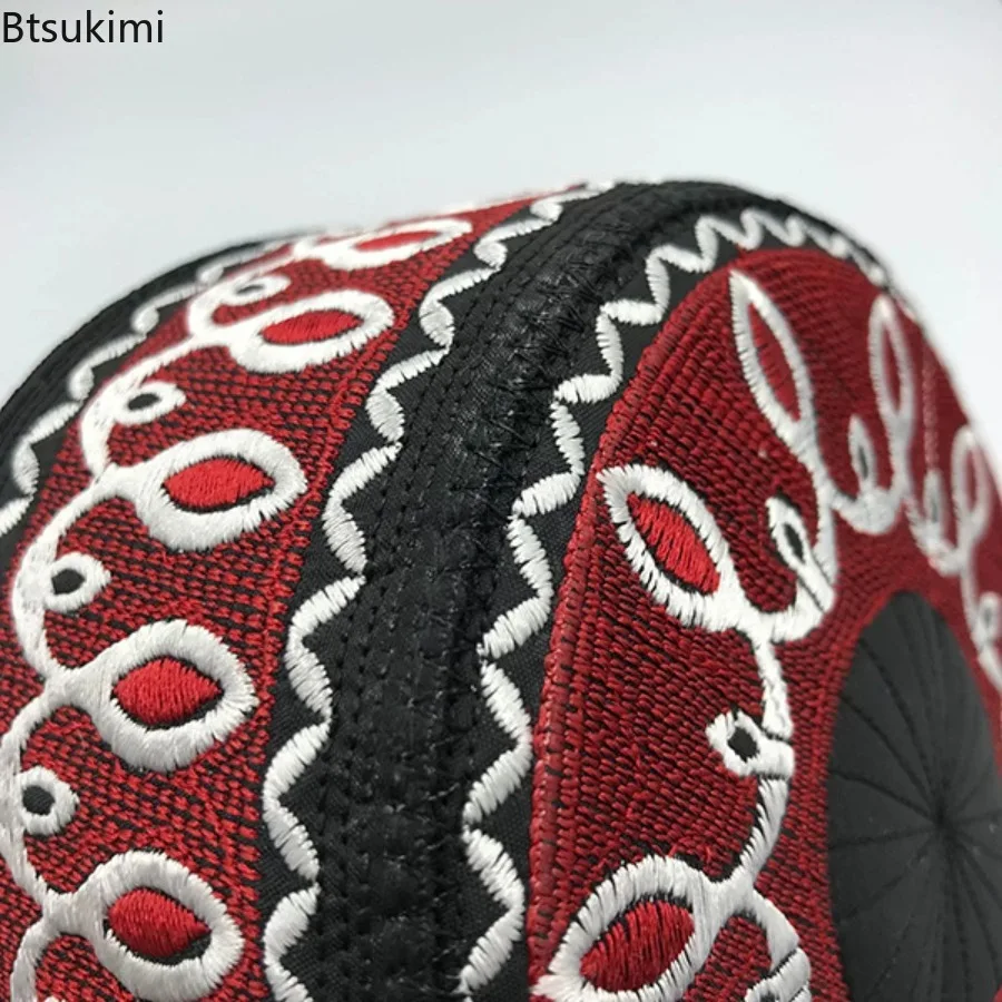 مسلم تطريز أنيق القبعات الرجال الصلاة العبادة القبعات عادية حفل زفاف المملكة العربية السعودية قبعة عمامة الاطفال الإسلامية قبعة مسطحة