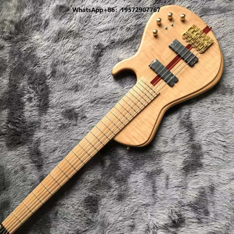 Wood 6 Strings Bass Electric Bass 940mm Scale Lengthen