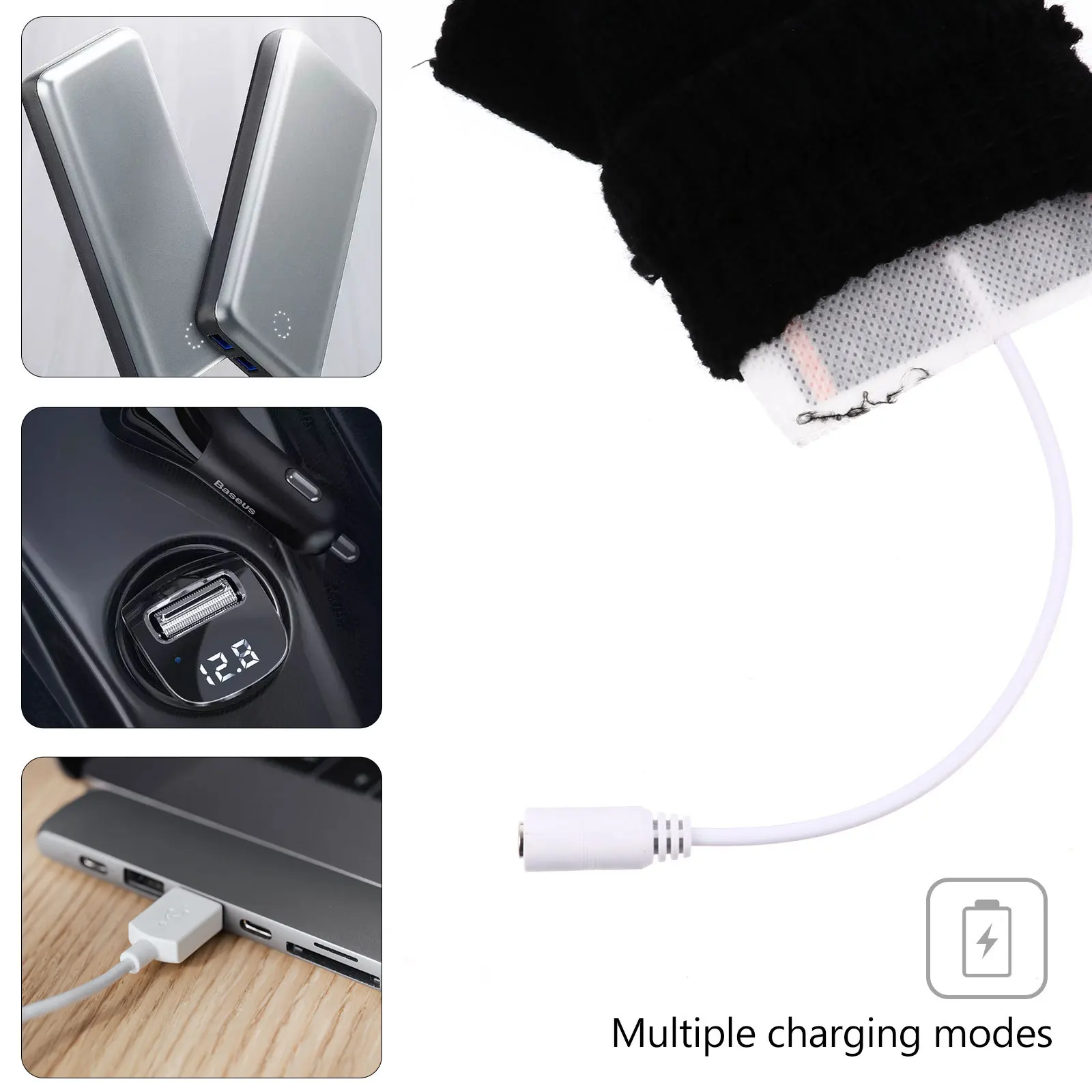 

2Pairs USB Heated Woolen Gloves Winter Thermal Half Finger Foldable Cover Warm Gloves for Typing Gaming and Outdoor