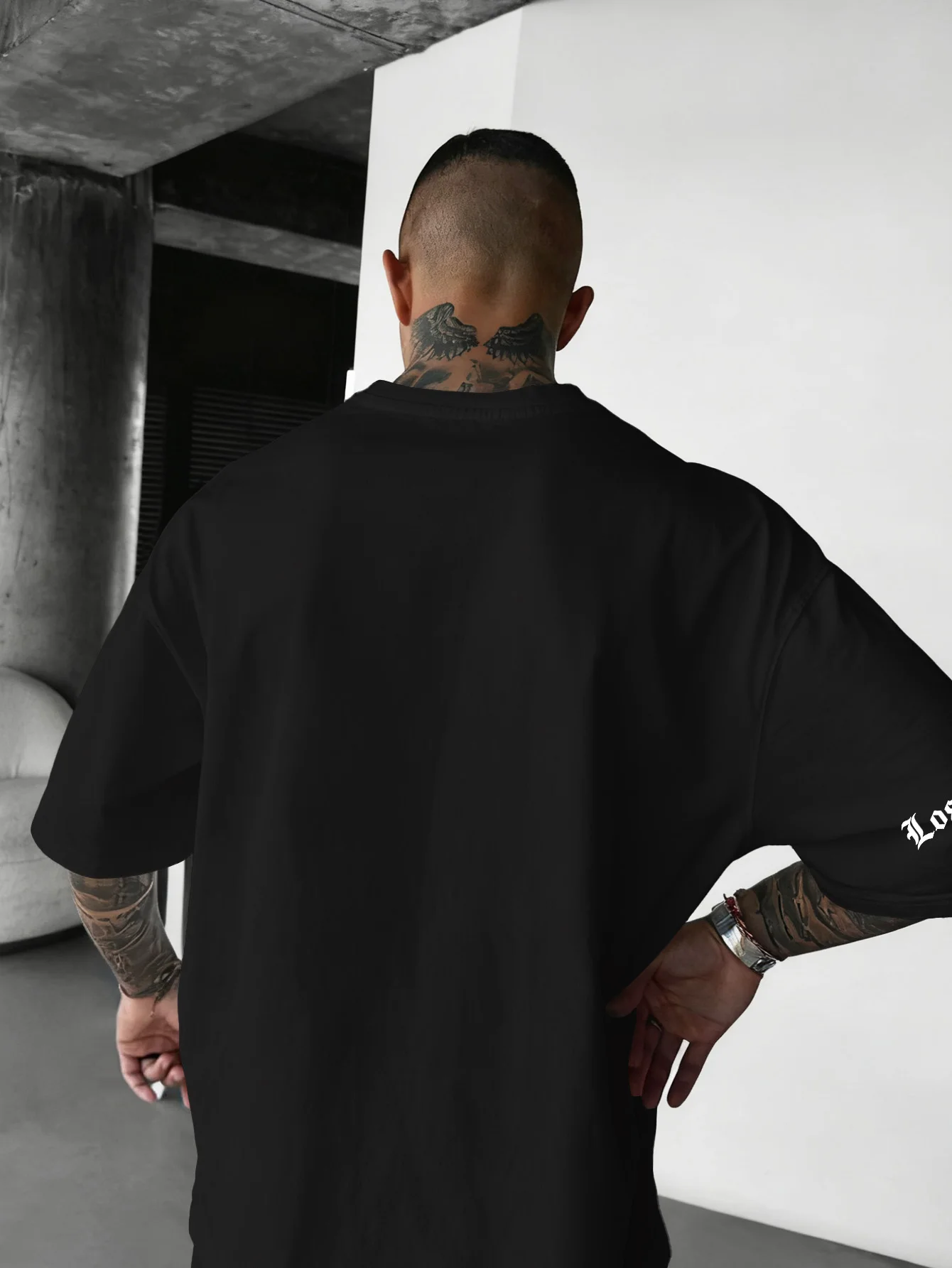 Men's Gothic Flame Cross & LA Print T-shirt, 100% Polyester Streetwear Tee, Loose Fit Tops S-XXL