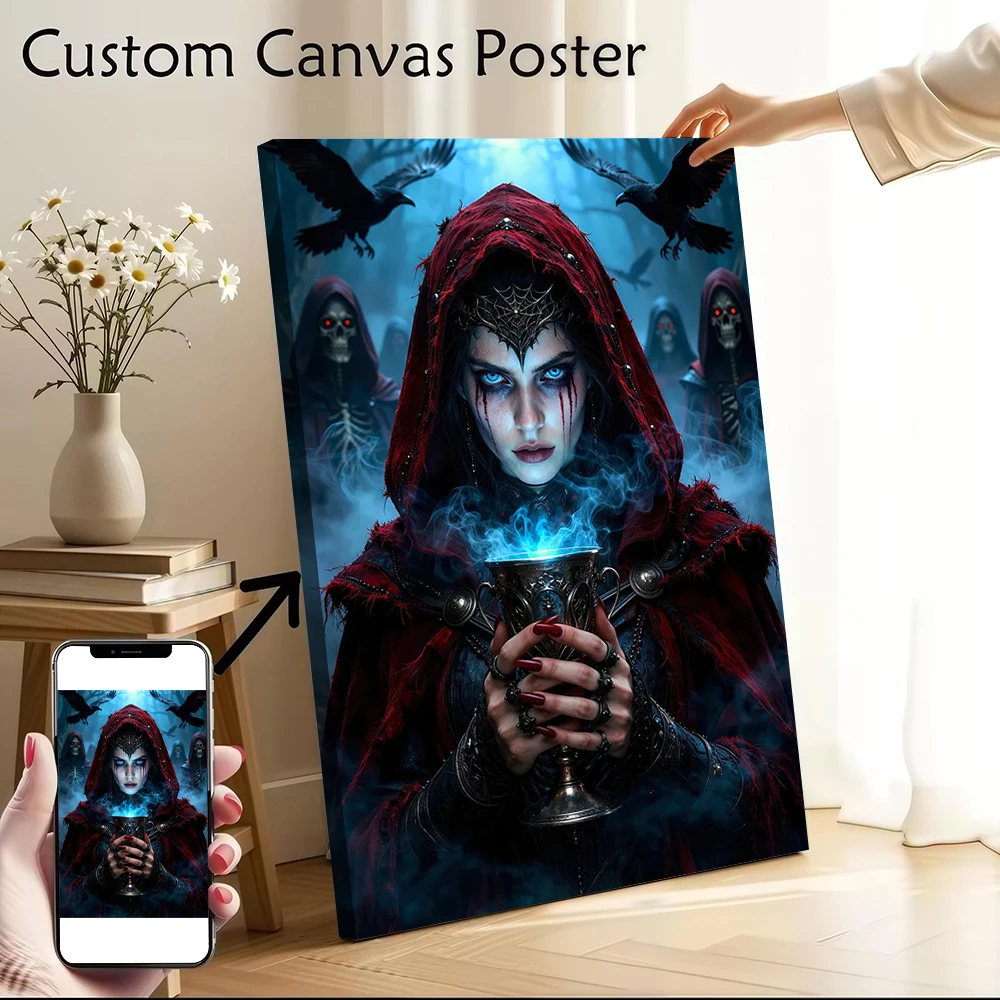 

Mysterious Sorceress With Glowing Chalice Canvas Poster Pictures Wall Art Canvas Painting for Fans Modern Home Decoration Room