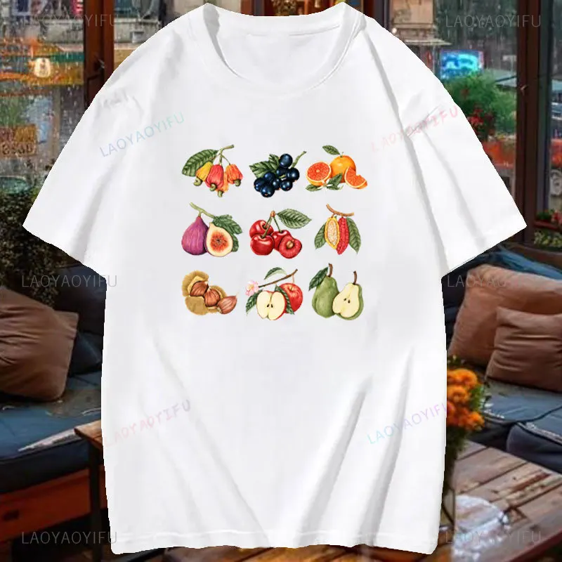 Variety of Fruit Woman Printed T-shirt Summer Classic Aesthetic Casual High Quality Cotton Streetwear Outdoors Ropa Hombre