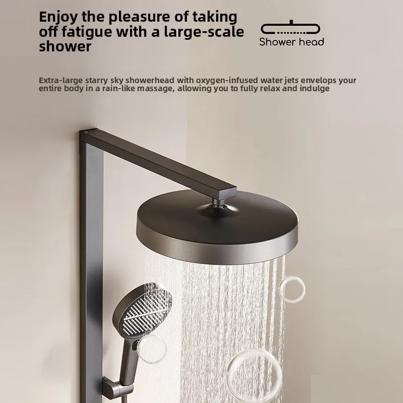 Temperature Shower Shower, All-copper Ensuite Bathroom Household, New Gun Gray Bath Shower.