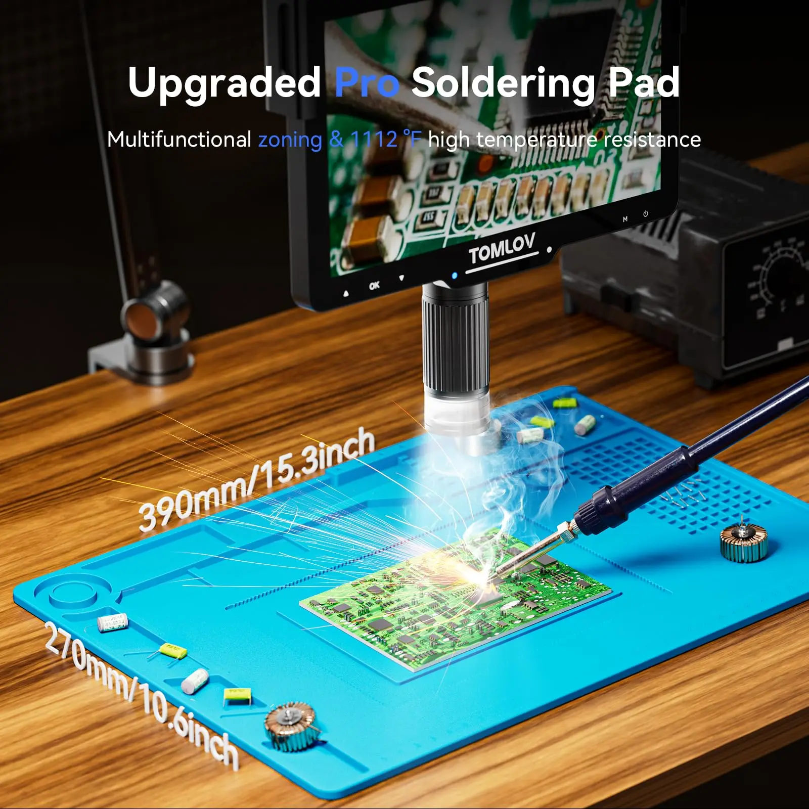 Imagem -05 - Tomlov Microscópio Digital Hdmi 2000x Dm501pro Braço Flexível 2k 10.1 Microscópios Eletrônicos para Solda 32g Câmera Microscópio