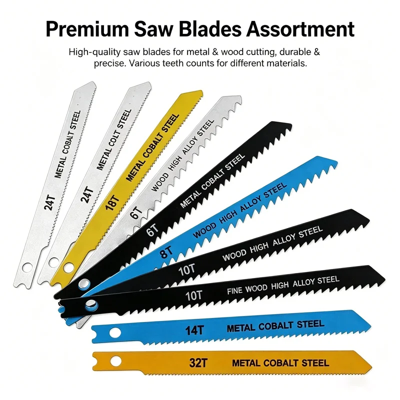 Single One Half Hole Bi-Metal Reciprocating Saw Blades Mixed Teeth For Wood Metal Plastic Pipe Cutting Power Tool Replacement