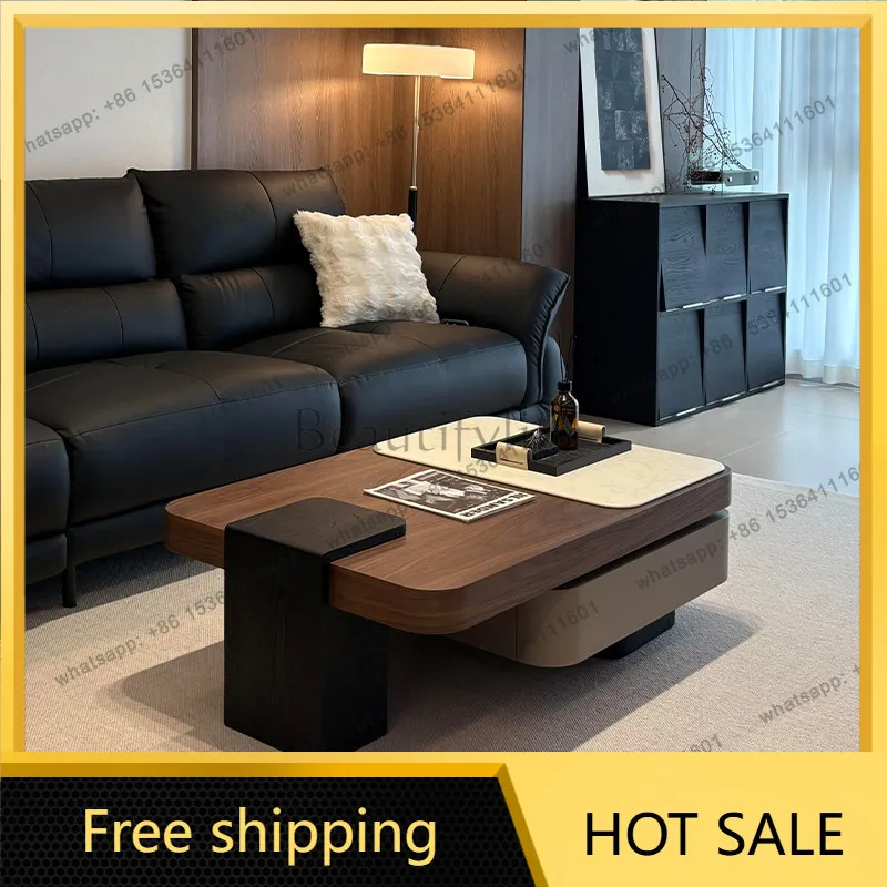LS living room home 2 new walnut color expandable multi-functional tea table combination medium and ancient style