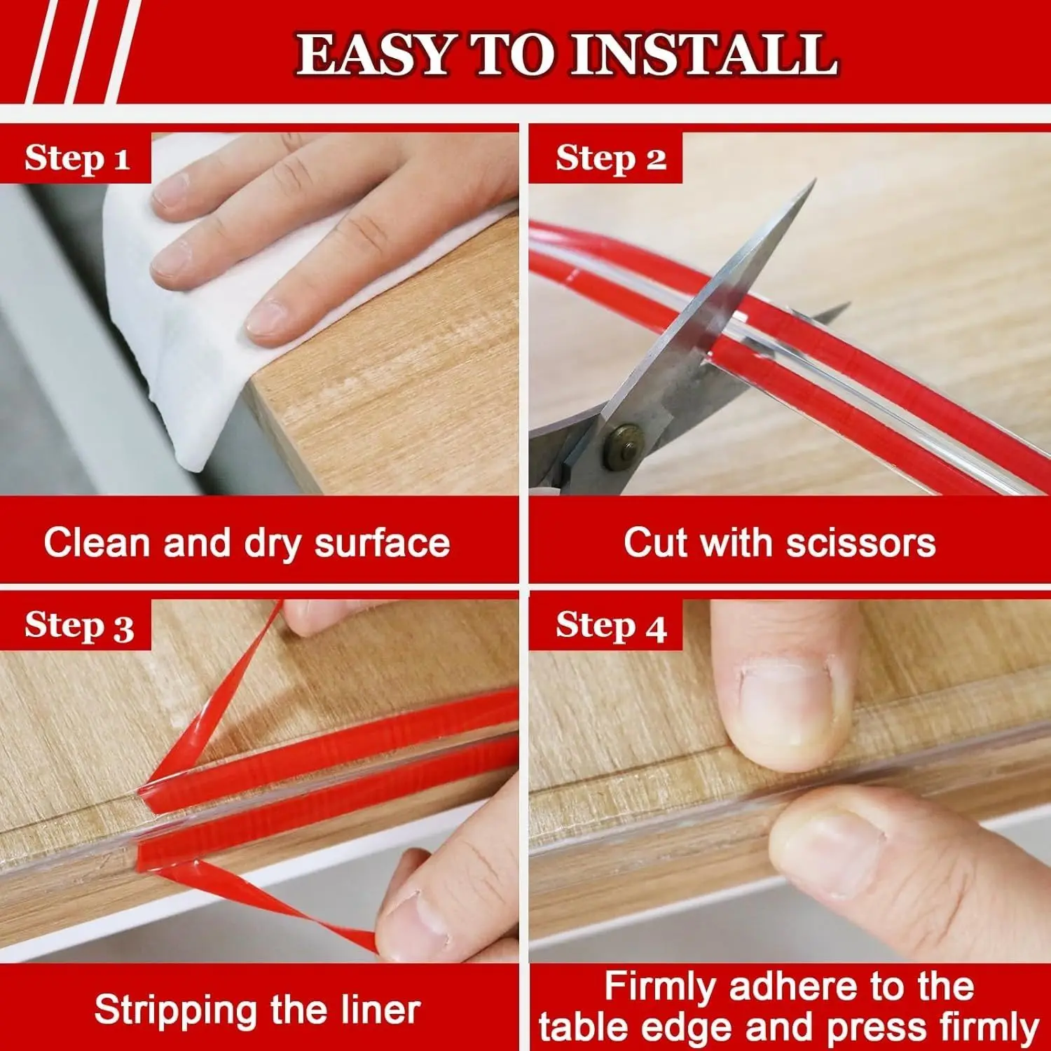 W Type Collision Proof Table Edge Guard Corner Protector Self Adhesive Transparent Bumper Strip for Furniture Safety 1/2/3M Leng image 3