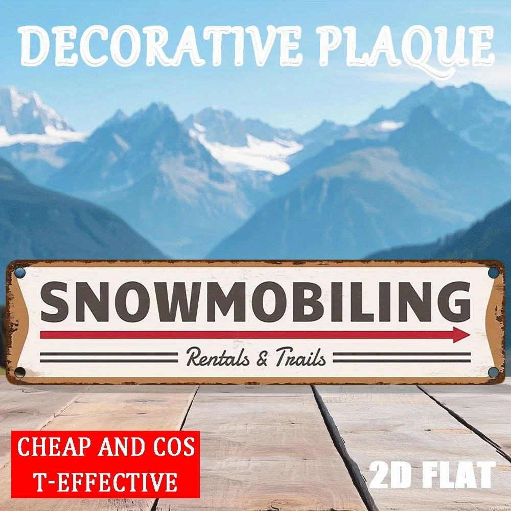 Custom Snowmobile Trail Sign 2D Flat Aluminum Metal Winter Mountain Art Cabin Office Wall Art Decor Only Indoor Outdoor Holiday