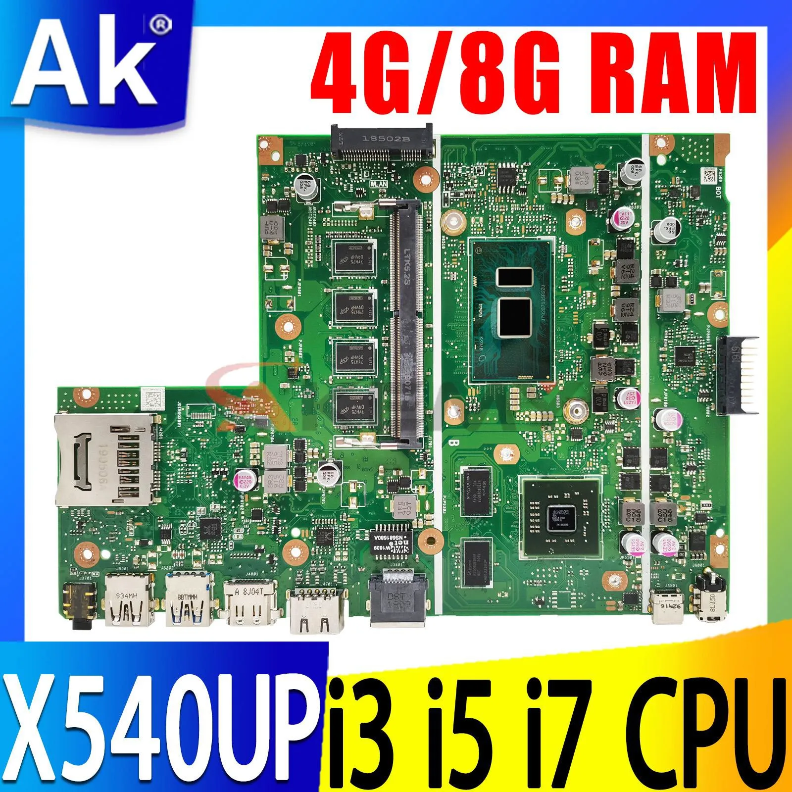 

Shenzhen X540UP Laptop Motherboard For ASUS VivoBook R540UP R540U X540U F540U X540UPR Mainboard 4GB 8GB-RAM I3 I5 I7 8th Gen CPU