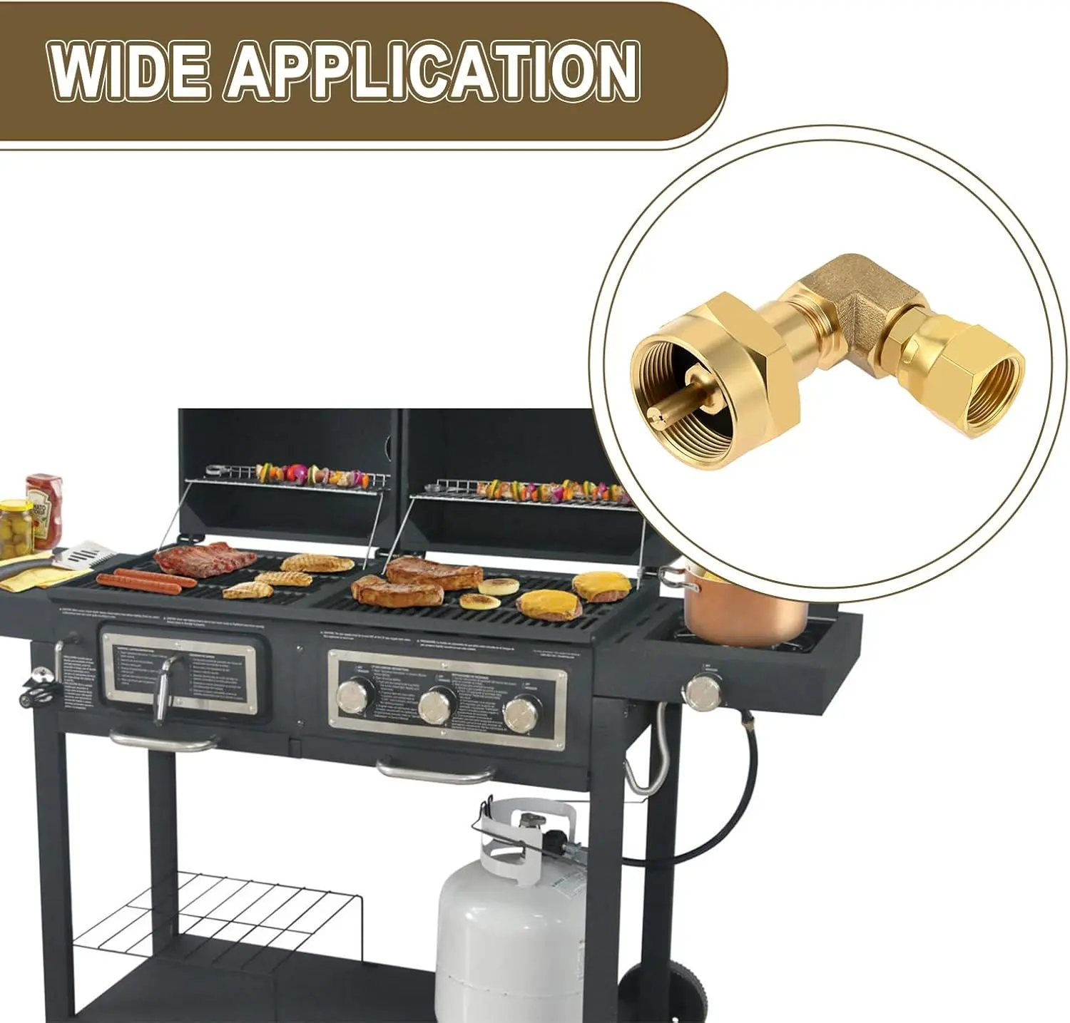 

1 фунт, локтевой адаптер для пропановой горелки, 3/8 дюйма, латунный поворотный преобразователь SAE, гнездовой преобразователь, угловой адаптер 90 градусов для газового гриля