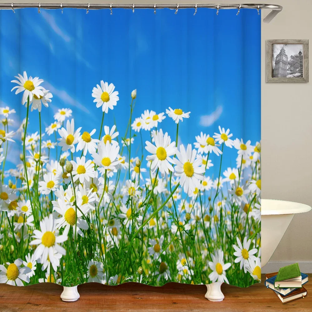 3D Flowers Pattern Printed Shower Curtain Waterproof Curtain With Hook Bathroom Decorative Curtain 3D Shower curtains 240*180cm