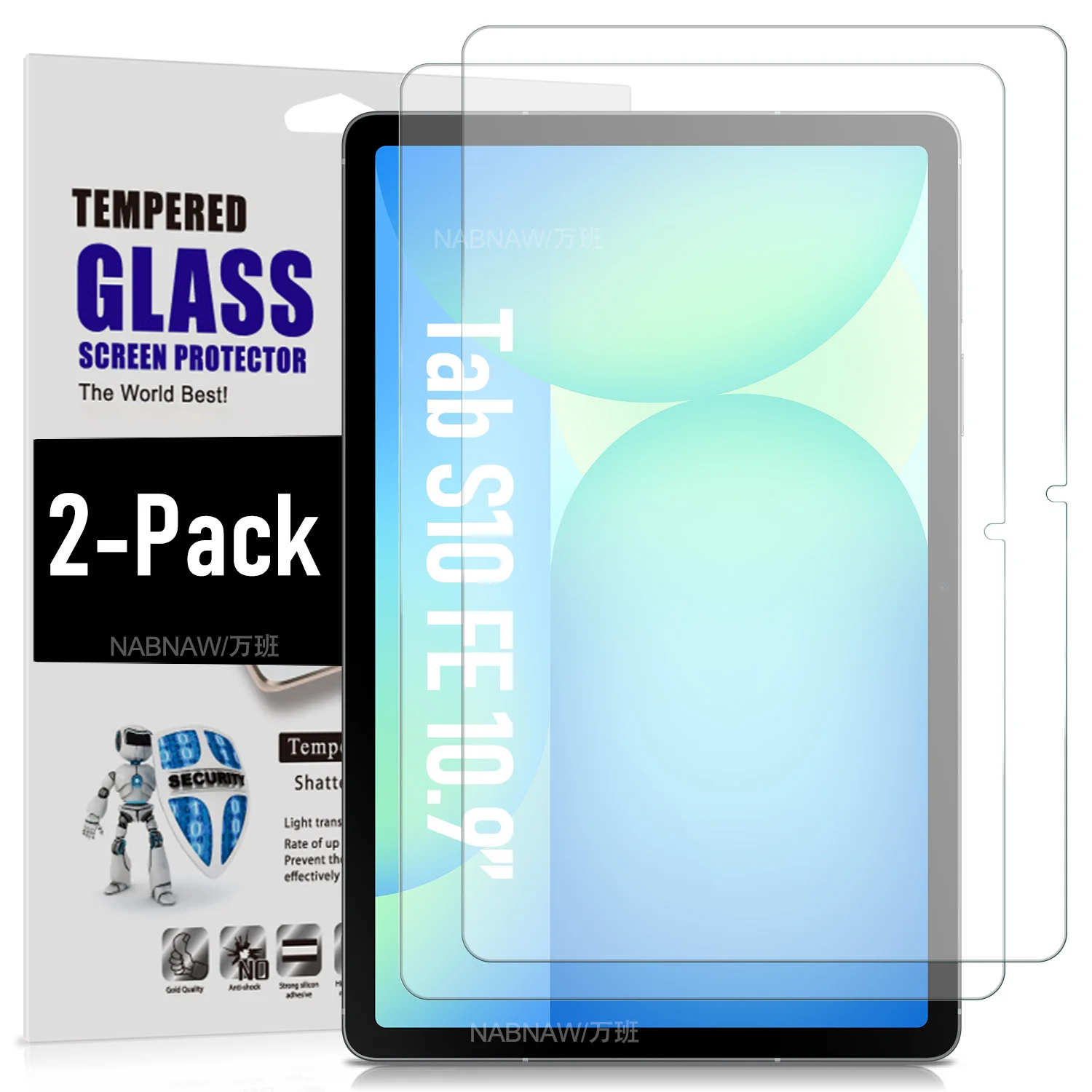 2 Pieces Full HD Tempered Glass Screen Protector For Samsung Galaxy S10 FE 10.9 5G SM-X520 SM-X526B Anti Scratch Hardness Film