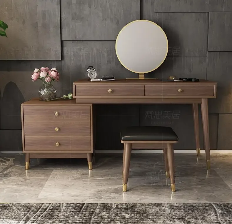 Coiffeuse de luxe légère pour chambre à coucher, simple, moderne, petit appartement, style nordique, rouge ins, table de maquillage, économie multifonctionnelle