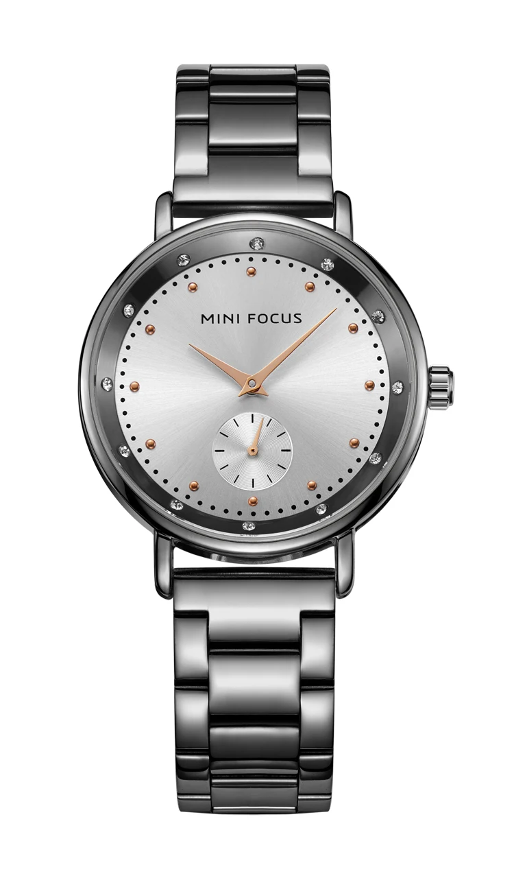 Mini Focus MF0037L Fashion Women Dress Watches Silver Stainless Steel Band Waterproof Ladies Quartz Watch