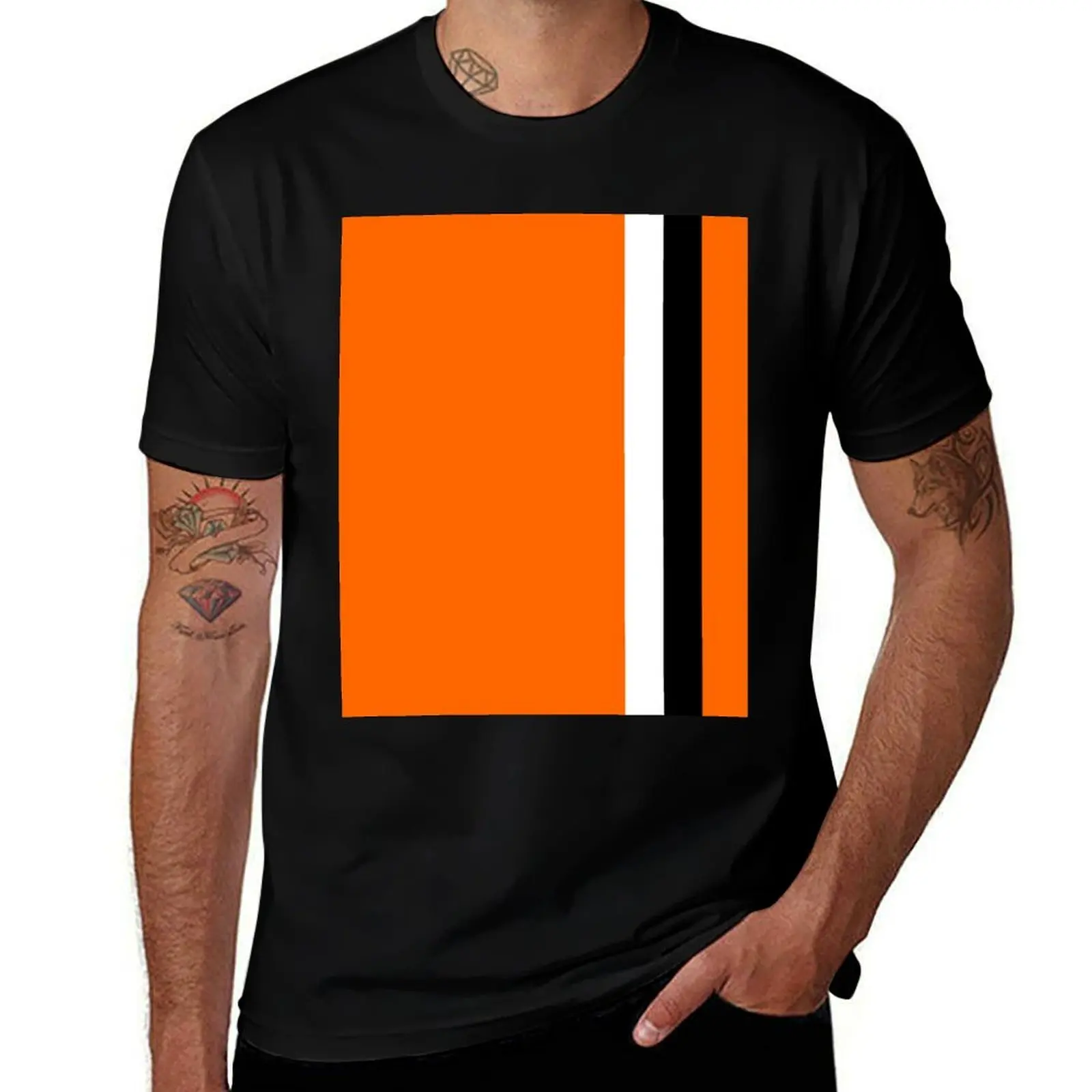 

Luton Town Retro Home 1973 -74 Orange and White Black Bars T-Shirt Casual Basic Short Sleeve T-Shirt