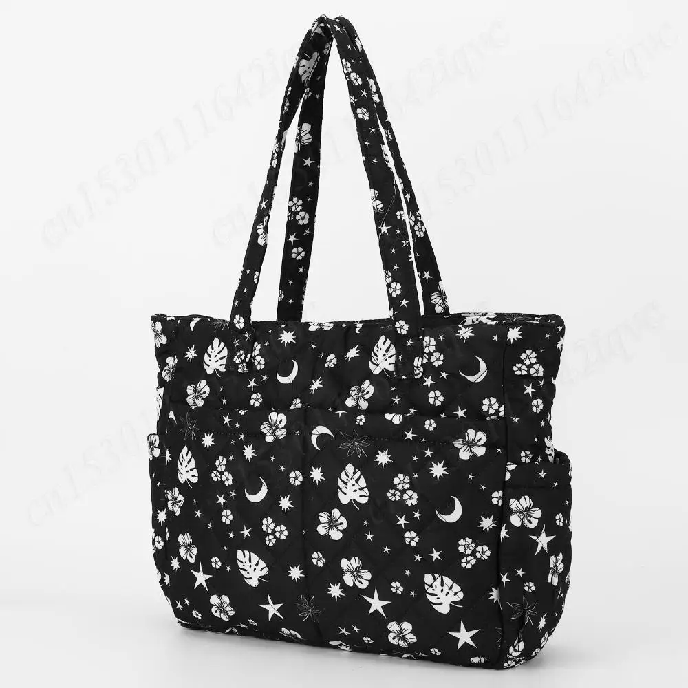 

Женская сумка на плечо с хлопковой подкладкой и цветочным принтом, сумка с несколькими карманами, мягкая стеганая сумка для подмышек, большая вместительная дорожная сумка с верхней ручкой