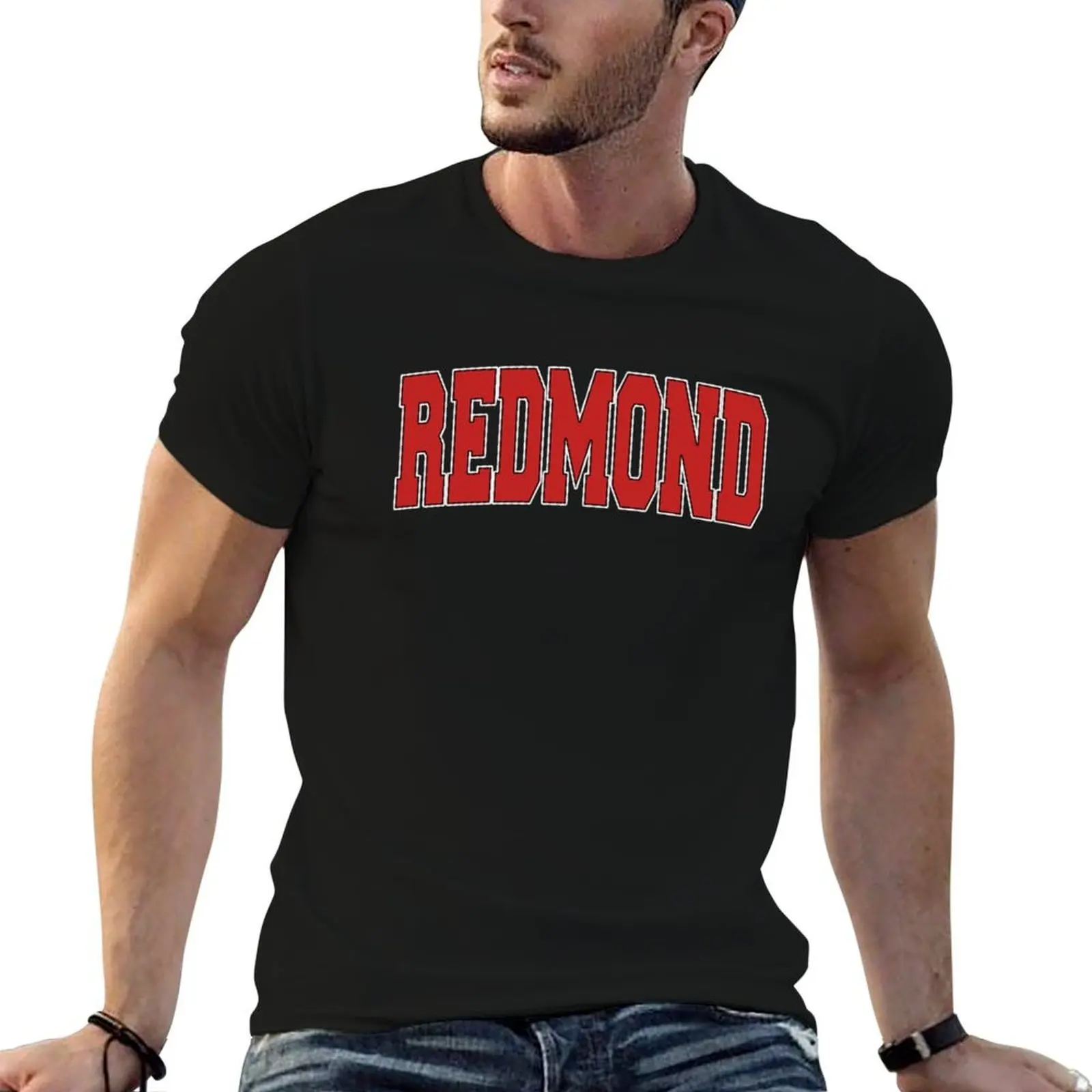 

REDMOND WA WASHINGTON Varsity Style USA Vintage Sports T-Shirt man t shirt heavy cotton funny t shirts man T-Shirt