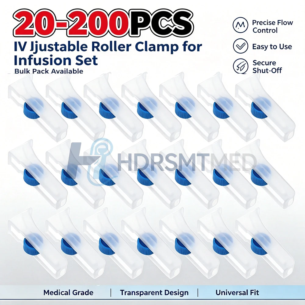20-200pcs Hose Flow Regulator Control Valve Fitting Medical Limiter Wheeled Infusion Tubing Flow Control Valve Device Adjuster