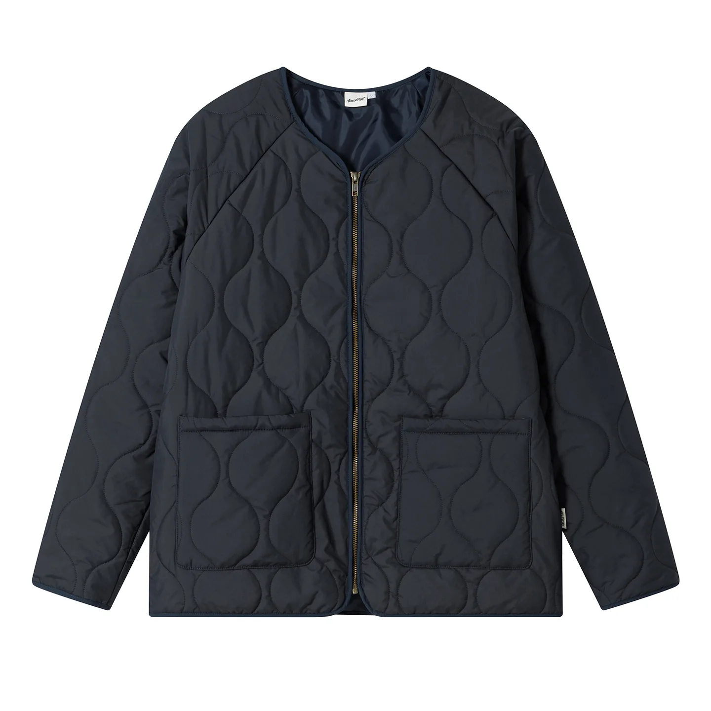 

Стеганая хлопковая стеганая куртка без воротника в японском стиле, повседневная и теплая на осень и зиму с мягкой внутренней подкладкой.