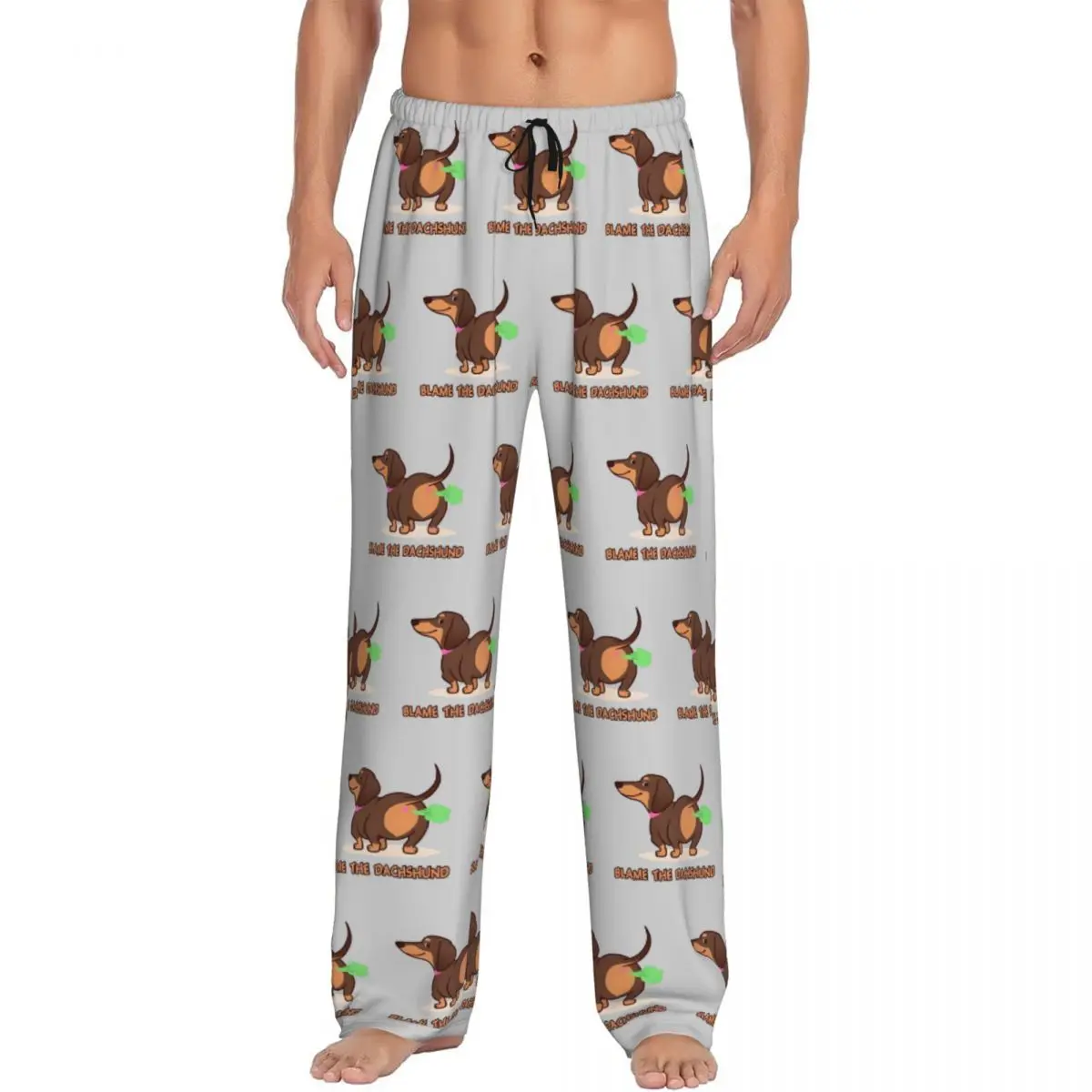 

Custom Printed Men's Dachshund Dog Pajama Pants Sausage Dogs Sleepwear Sleep Lounge Bottoms with Pockets