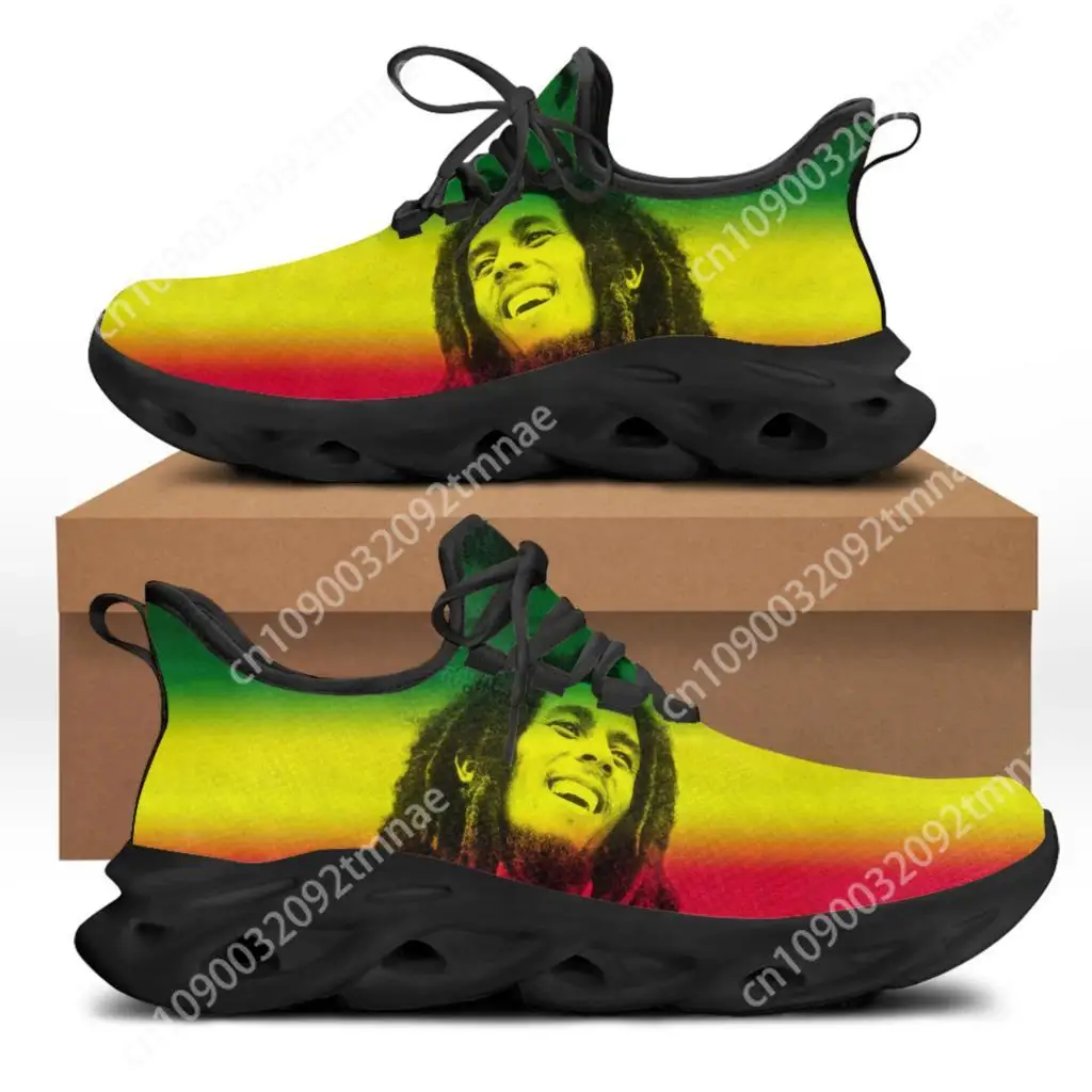 

Bob Marley Reggae Rasta Music Singer Flats Sneakers Mens Womens Sports Running Shoes High Quality DIY Sneaker Custom Made Shoe