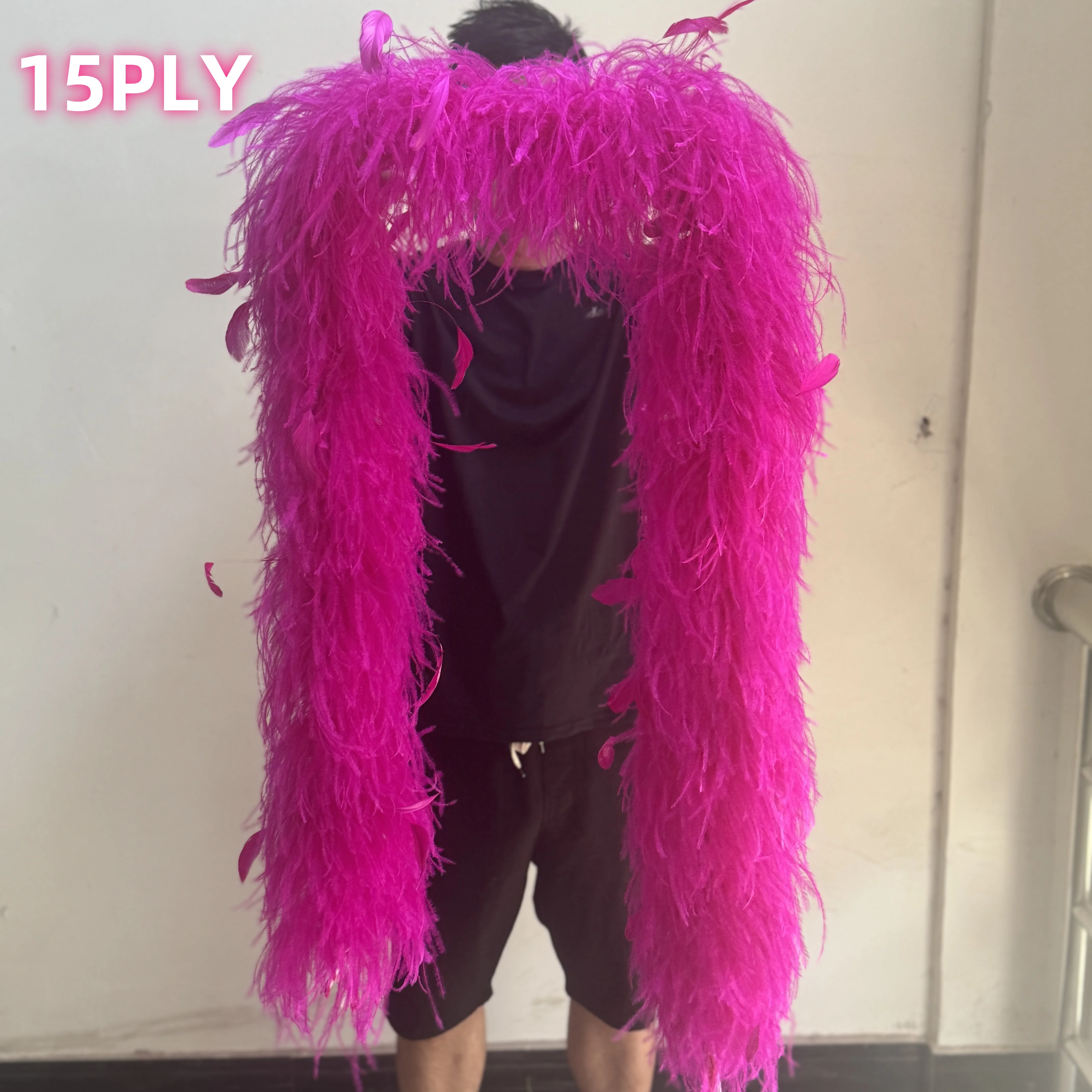 Customized Ostrich Feather Boa Natural Rooster Feathers On Top Dress Clothes Sewing Accessory Wedding Decoration Shawl 2M