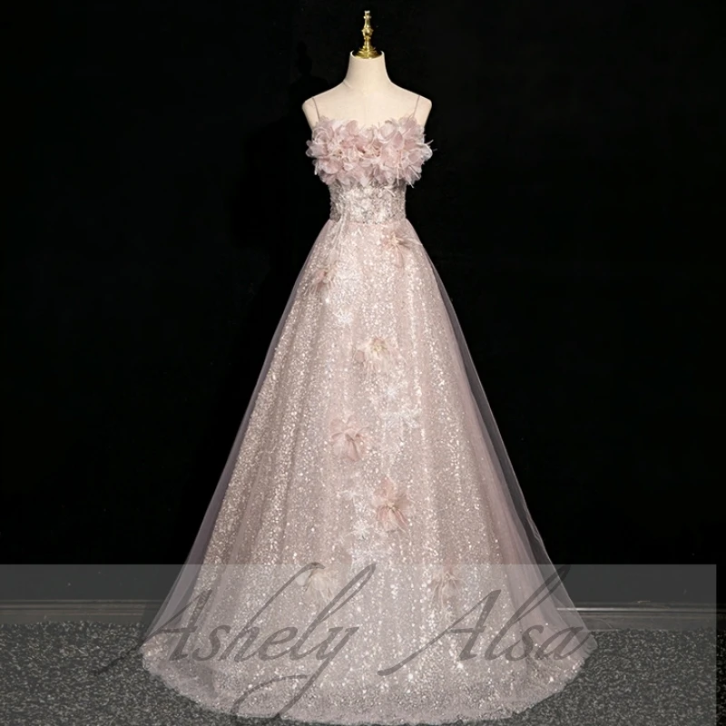 Robe de princesse Kendny élégante personnalisée pour femmes, tenue de soirée, fleur, longue ligne A, Rh, fête d'anniversaire