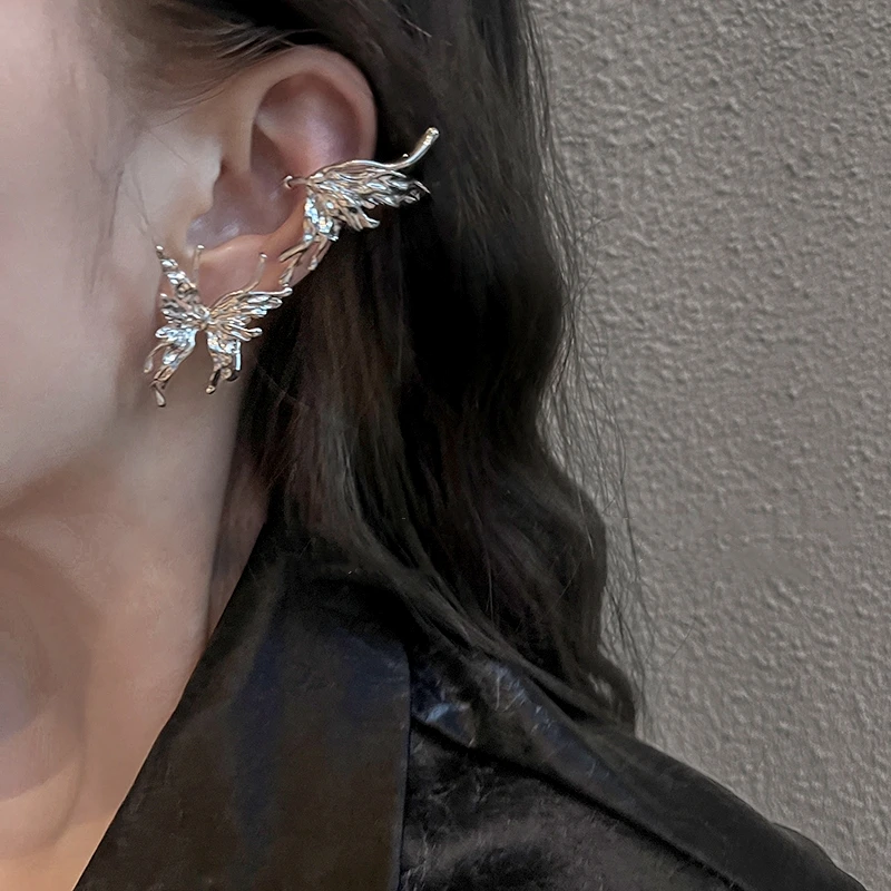 스털링 실버 귀 클립 여성용 나비 스터드 귀걸이 틈새 디자인 라이트 럭셔리 귀걸이