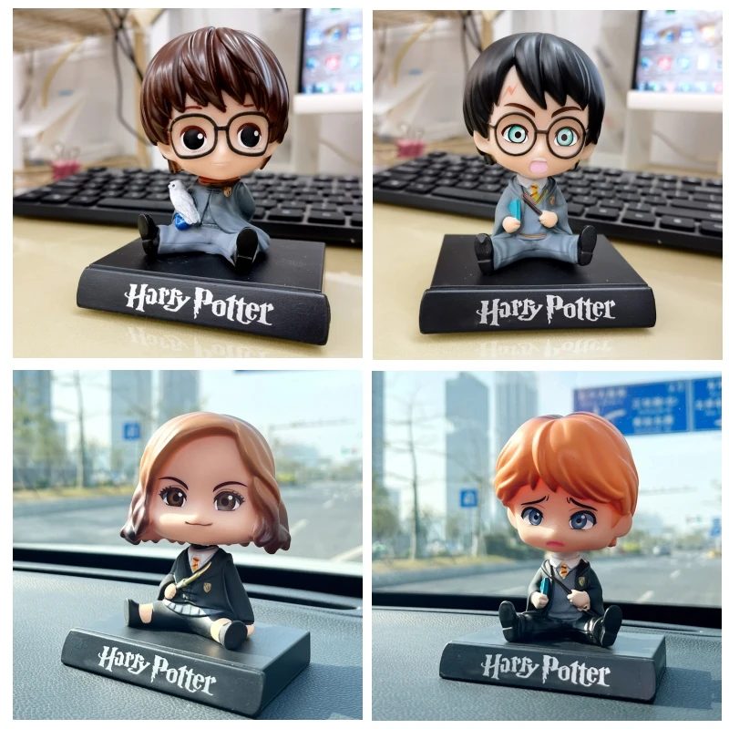 Nuevas figuras de Anime de Harry Potter, muñeca con cabeza móvil para coche, Interior de coche, adorno de mesa Kawaii, cabeza Bobble, juguetes para niños, regalo