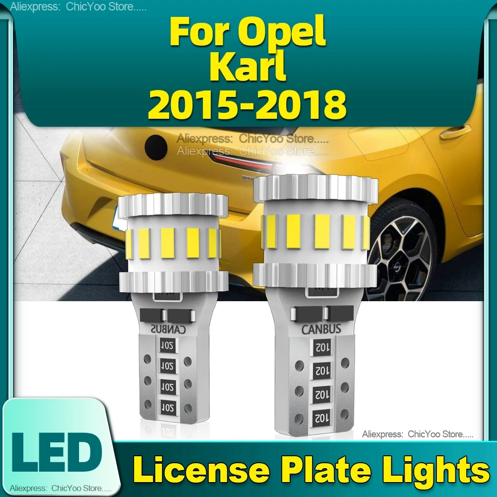 

6000K T10 LED Bulbs W5W 18SMD CSP Chip CANBUS Car License Plate Lights Plug and Play For Opel Karl 2015 2016 2017 2018