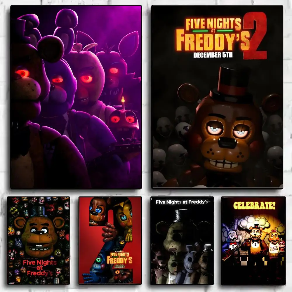 Horror Movie F-Five N-Nights at F-Freddy Poster Wall Art Print Sticker for Bedroom Living Room Dorm Office Modern Home Decor