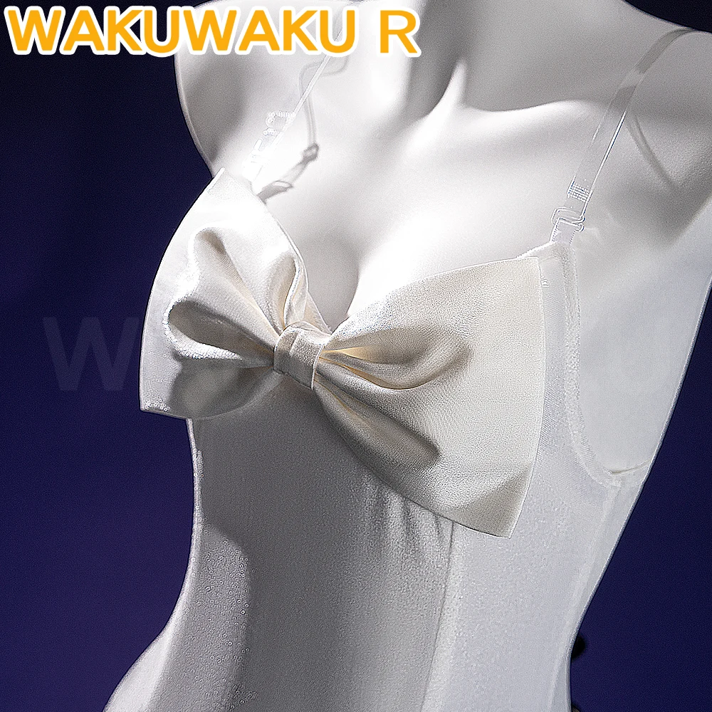 SUA تأثيري حلي أنيمي الغريبة المرحلة تأثيري [S-2XL] WakuWaku-R المرأة فستان أبيض مثير زي SUA أقراط حجم كبير