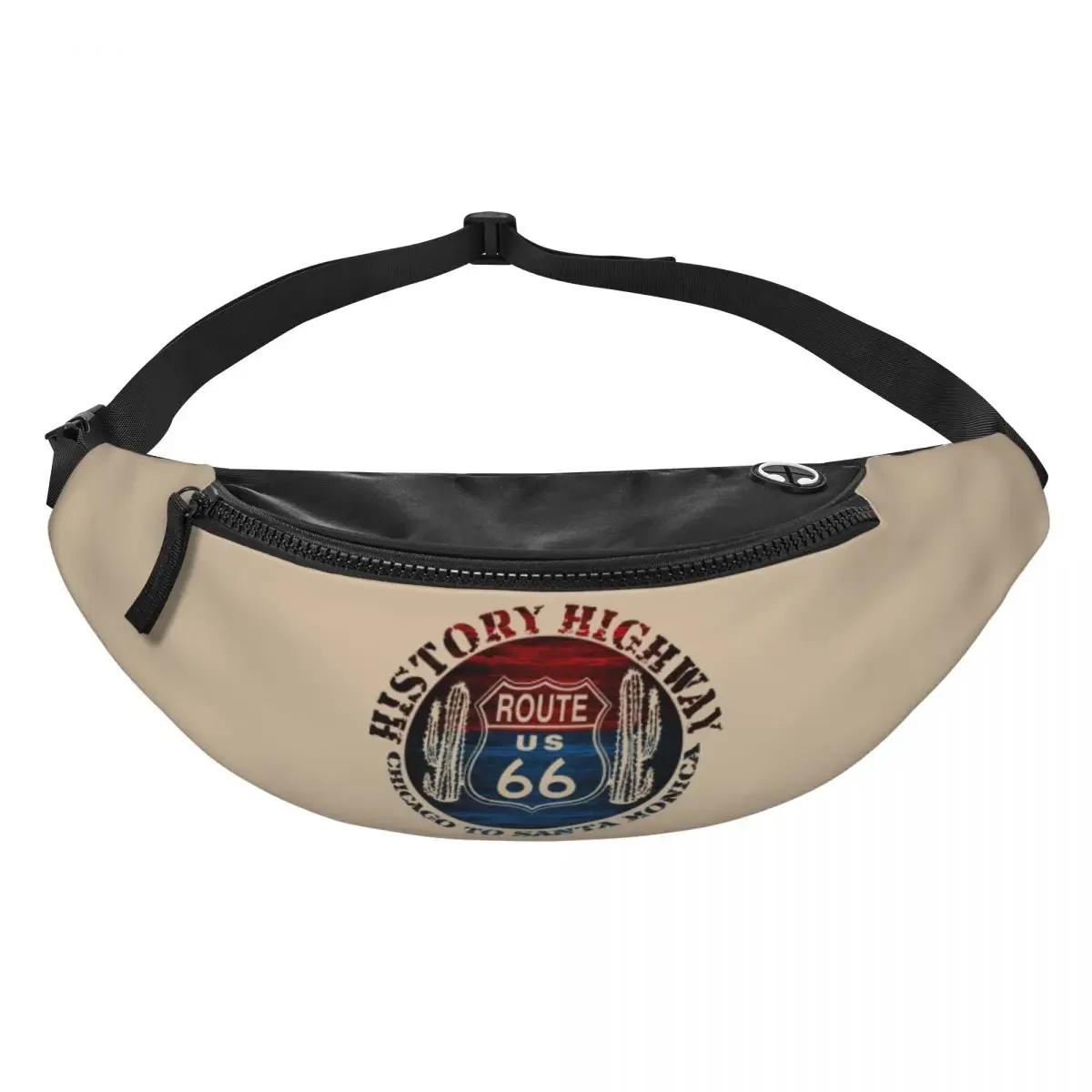 Customized Route 66 America Road Vintage Trip Fanny Pack for Women Cool Crossbody Waist Bag Cycling Camping Phone Money Pouch