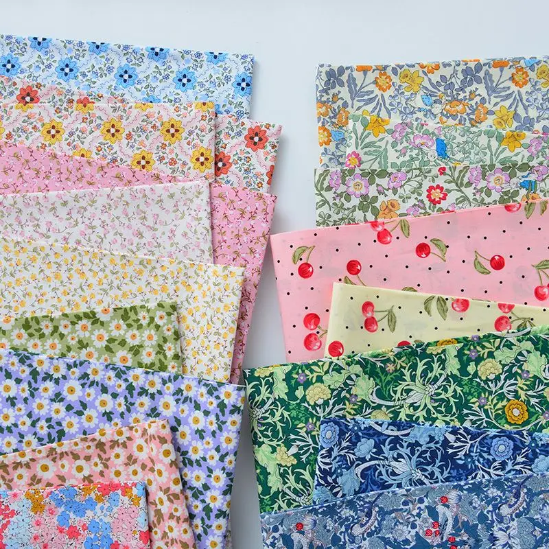 Floral Printed Cotton Poplin Fabric 100% By The Meter for Needlework Dresses Shirts Pants Diy Sewing Summer Flowers Baby Cloth