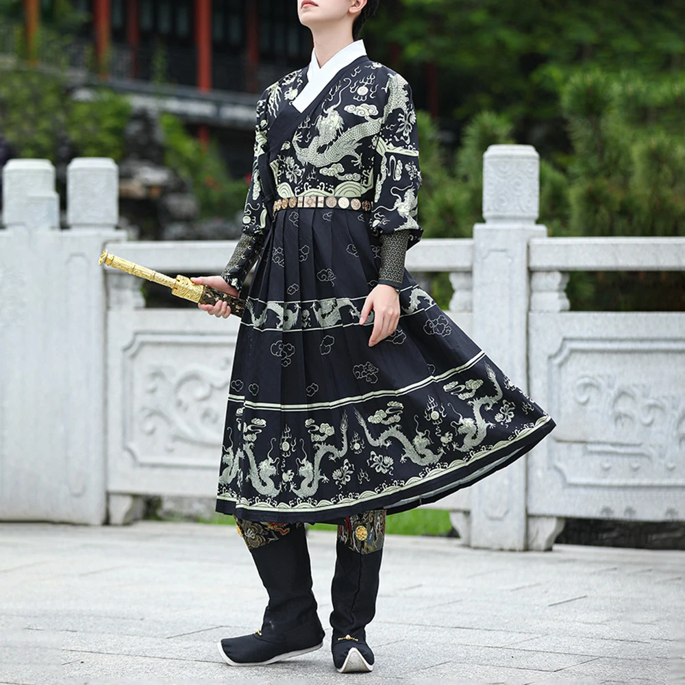 Autumn Winter Hanfu Dragon Pattern Flying Fish Clothing Chinese Style Unisex Fashion Ancient Style Warm Quality Class Uniform