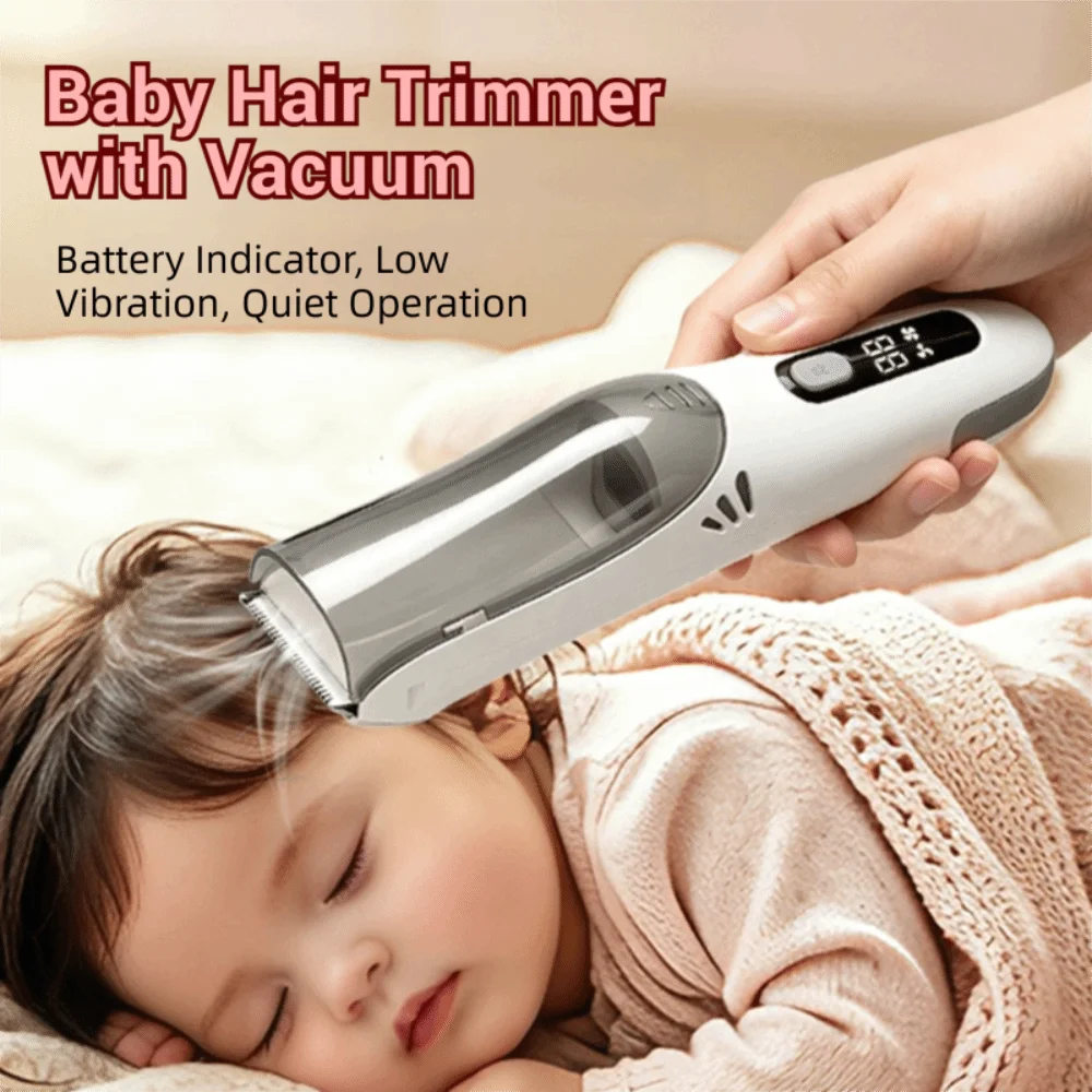 Waterproof Baby Hair Clipper With Vacuum Suction LCD Screen Quiet Professional Hair Trimmer Electric Shaver Mess-Free