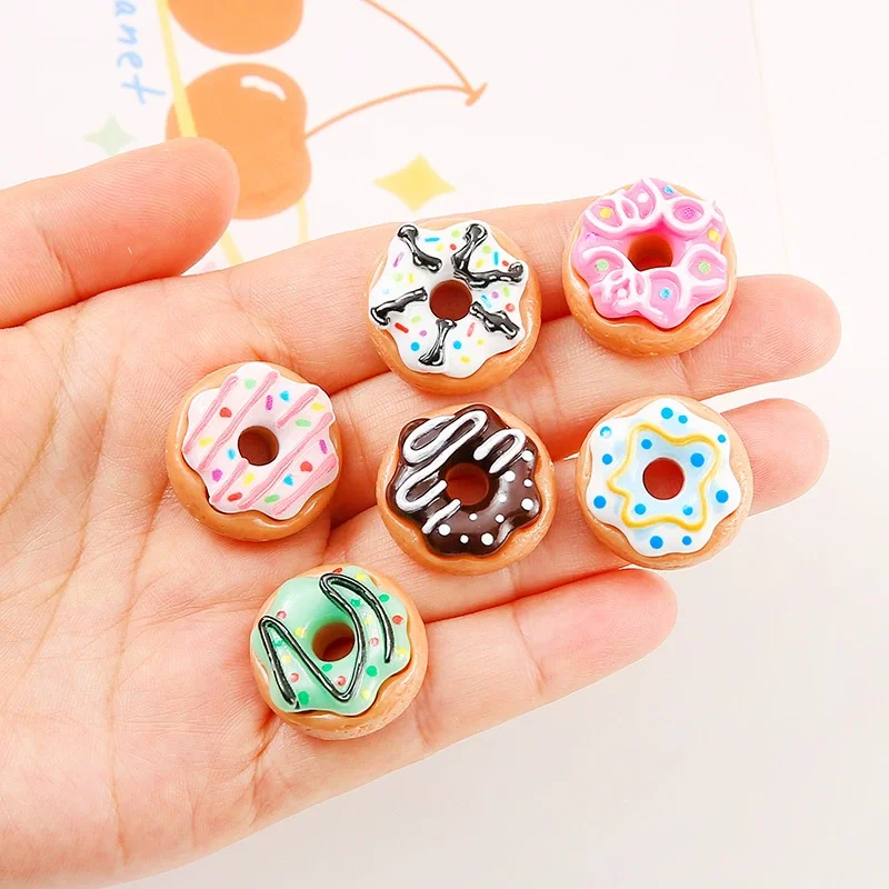 8 stücke Kawaii Neue Nette Mini Donut Flache Rückseite Harz Cabochons Scrapbooking DIY Schmuck Handwerk Dekoration Verzierungen Zubehör – Detail 4