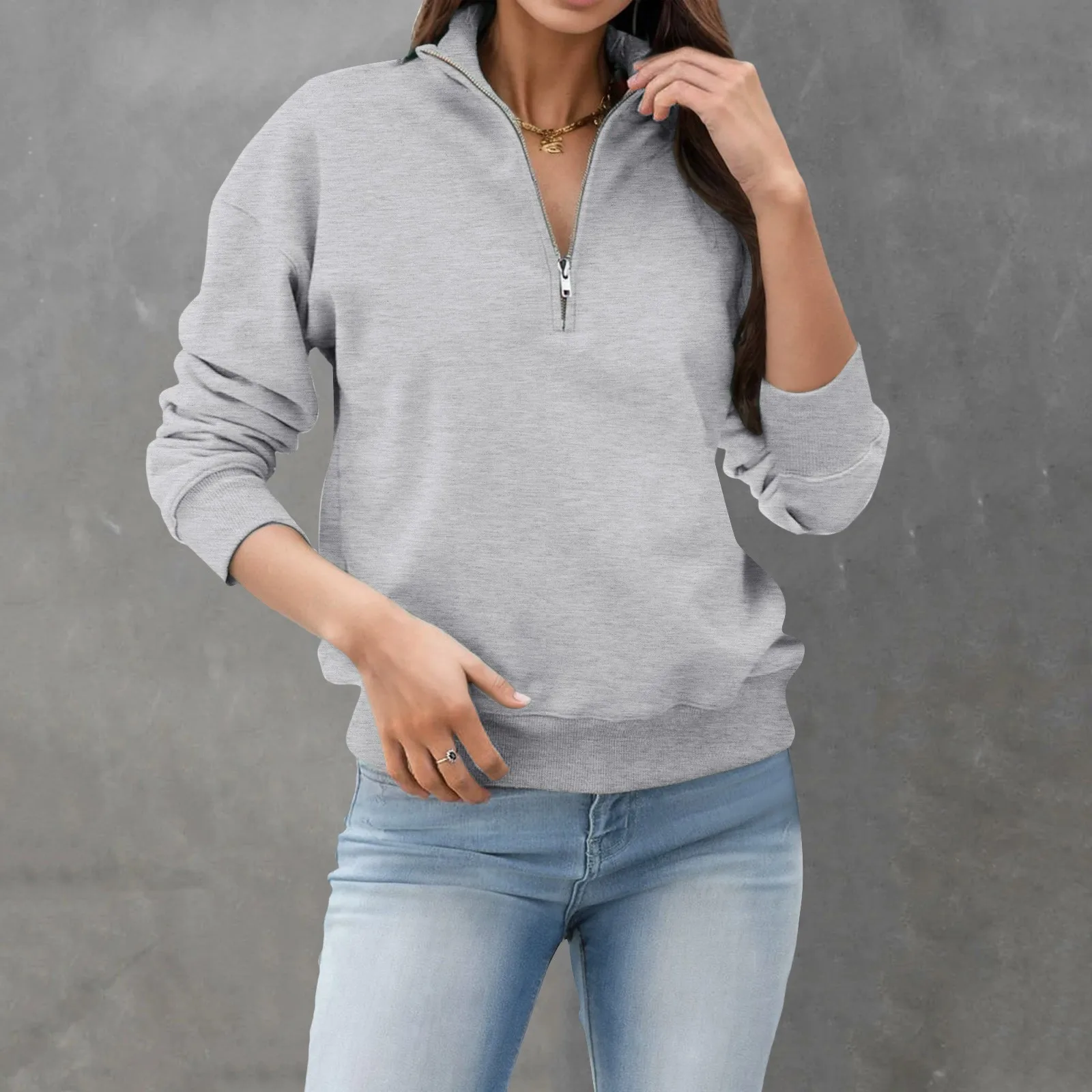 Sweatshirts For Women Oversized Half Zip Pullover Long Sleeve Sweatshirt Quarter Zip Hoodie Sweater Teen Women\'s Clothing 2023