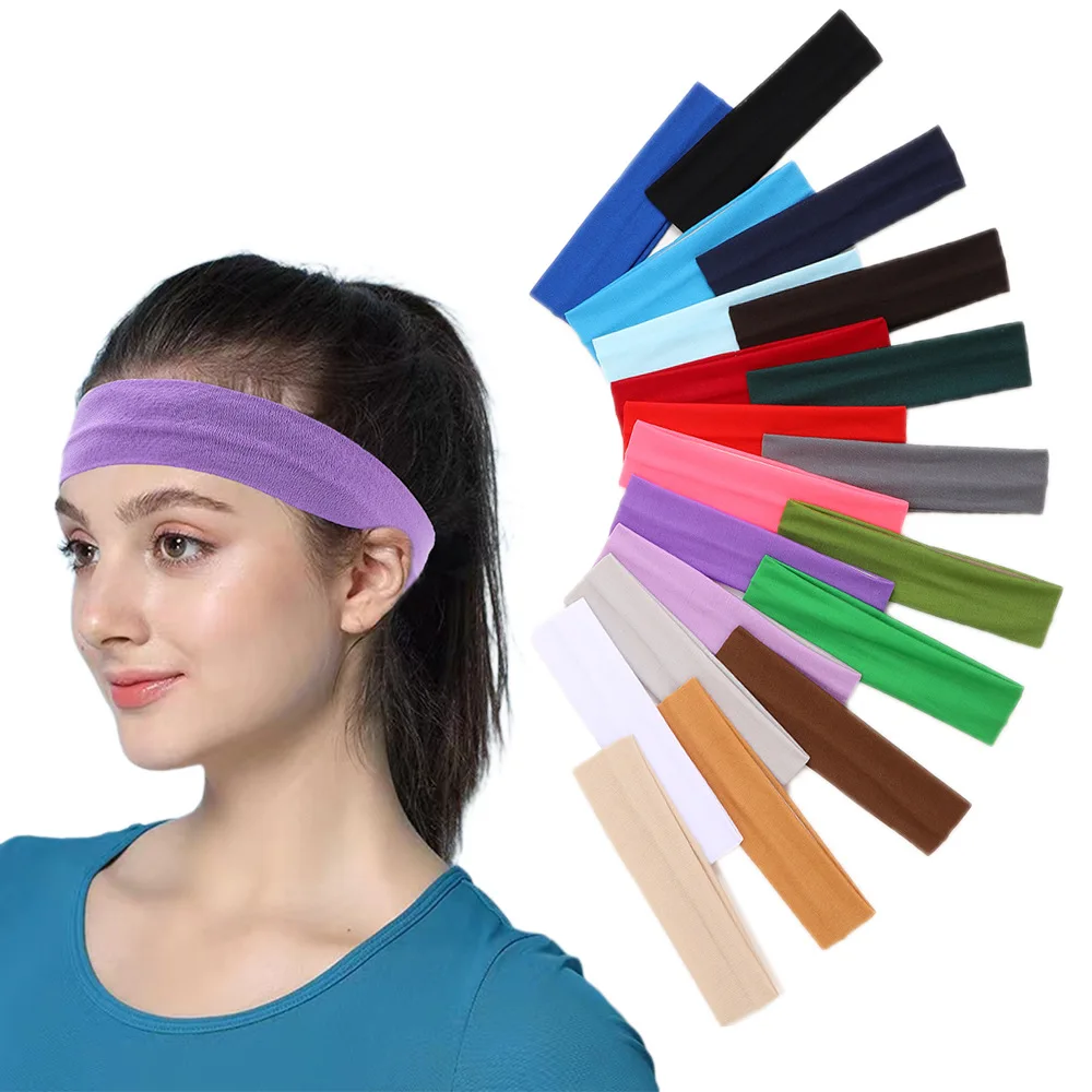 10PCS Solid Color Stretch Headband Headwear Sweat Absorbing Elastic Yoga Pilates Makeup Hair Bands Women Daily Hair Accessories