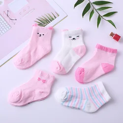 5 Pairs/Lot Children Cotton Socks Boy Girl Baby Cute Cartoon Soft Mesh Socks For Spring Summer New Fashion Kids Gifts