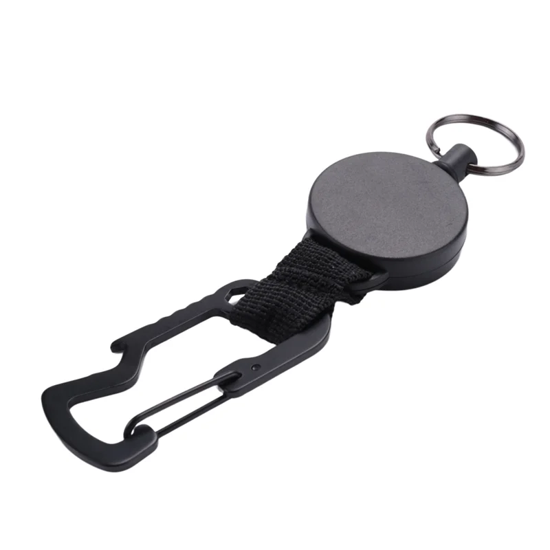 Portachiavi retrattile da 6 pezzi: bobina porta badge resistente con moschettone multiutensile, fino a 25 pollici, nero-TCE