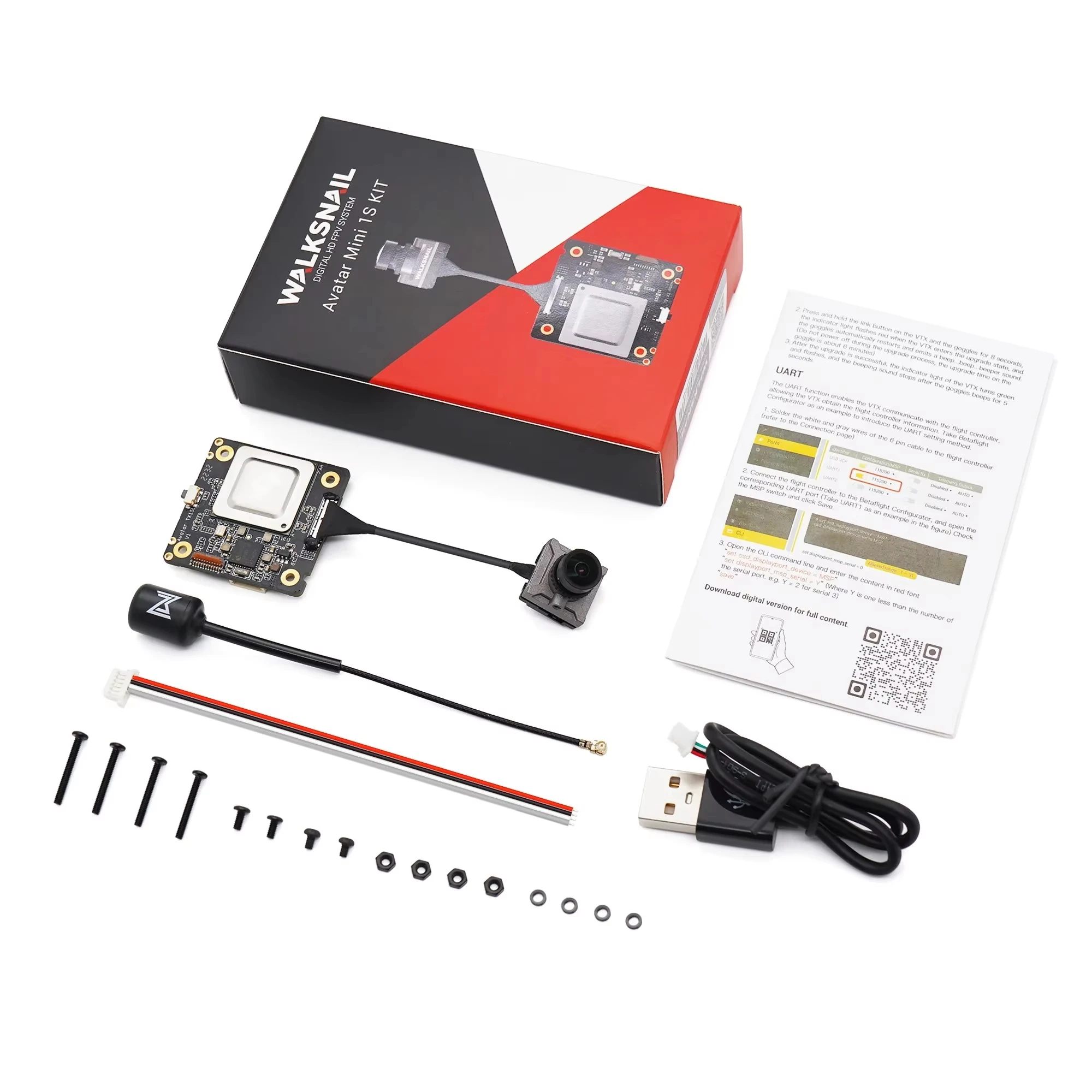 Walksnail Avatar HD Mini 1S V3 Kit by Caddx, Nano Camera & VTX Module 1080P 60fps Low Latency 8G Lite Digital FPV System, RC FPV
