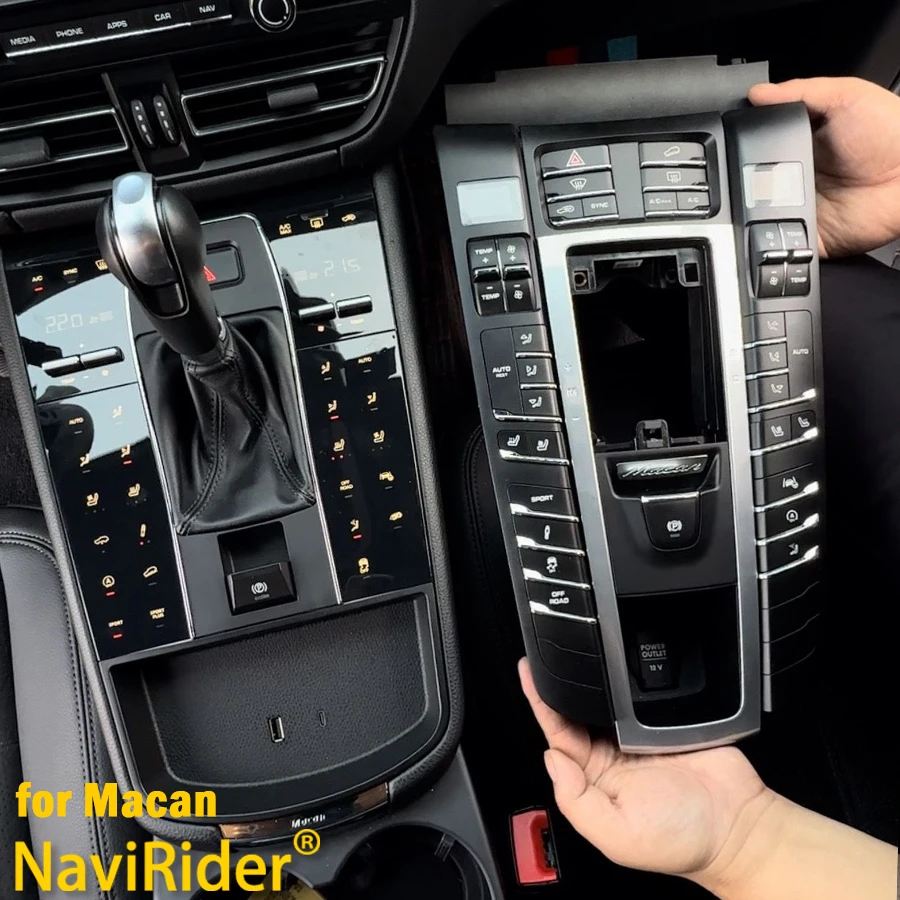 Ac Panel For Porsche Macan 2010-2021 Decorative Accessories Gear Shift Panel Center Console Interior Button Black xy