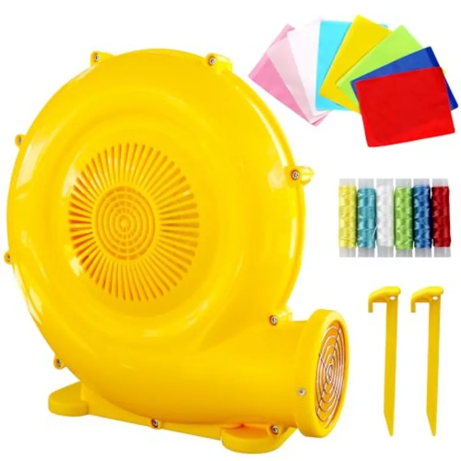 

Outdoor inflatable bounce house air blower, 850W/470W dual-power yellow PVC-coated steel fan for water slides, jumping castles,