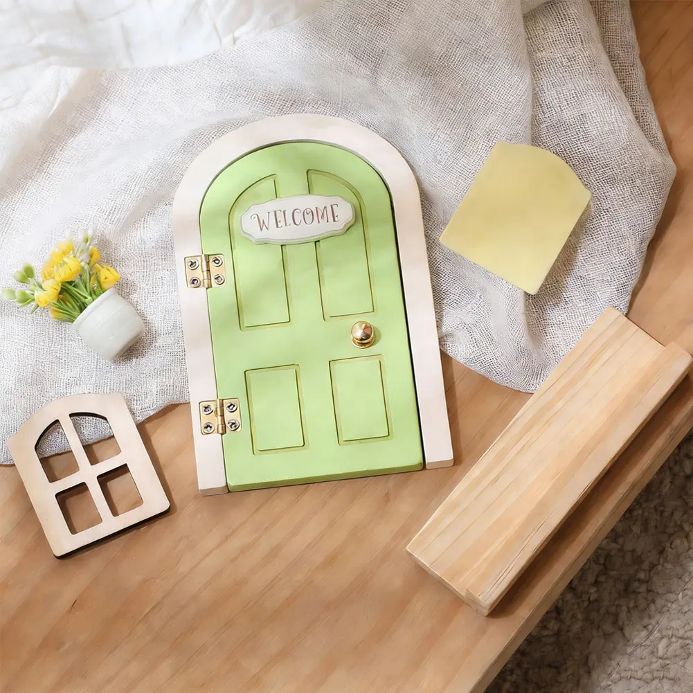 

Деревянный миниатюрный кукольный домик для детской комнаты, мини-домик, дверца для фей и эльфов, настенный декор, поделки, украшения, памятная коробочка для зубов, подарок