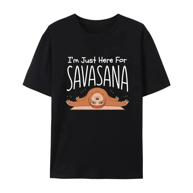 تي شيرت Sloth Yoga Im Just Here for Savasana تي شيرت أنيمي قوطي فريد من نوعه تي شيرت جرافيك ملابس سوداء صيفية ملابس الشارع Y2K #1