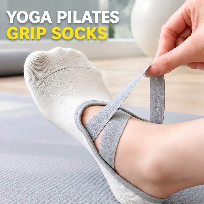 Women Yoga Pilates Socks Summer Thin No Show Socks with Straps Professional Non Slip Socks Adult Fitness Floor Socks for Workout